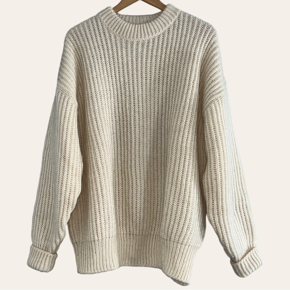 Oversized Heavy Knit Sweater 100% Wool Made in Iceland Coastal Cream
